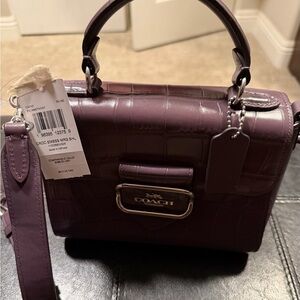 Coach Purple Croc Embossed Crossbody Purse